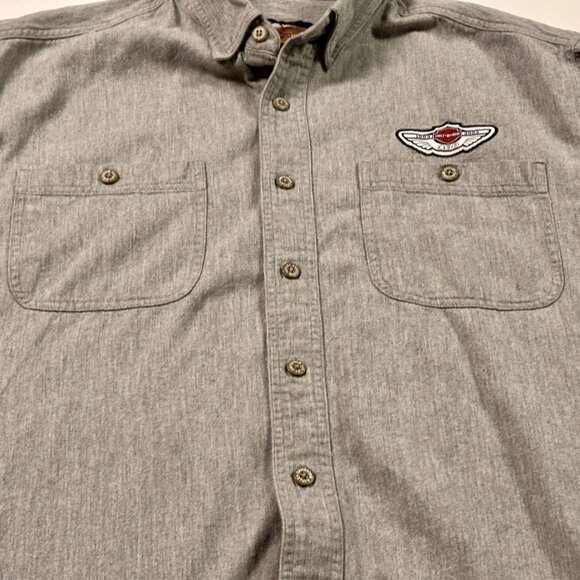 ~Harley Davidson 2003 100th Anniversary Gray Cotton Button XL Shirt Embroidered - Picture 3 of 6